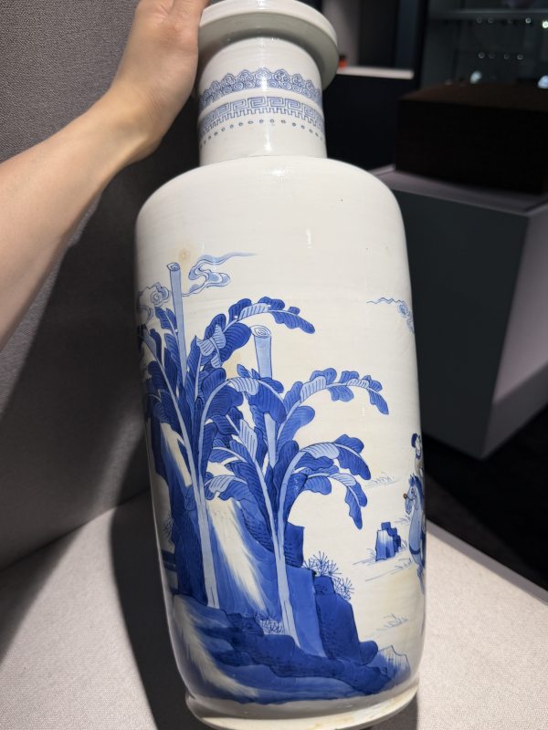清康熙 青花釉里红人物故事棒槌瓶 - 图6