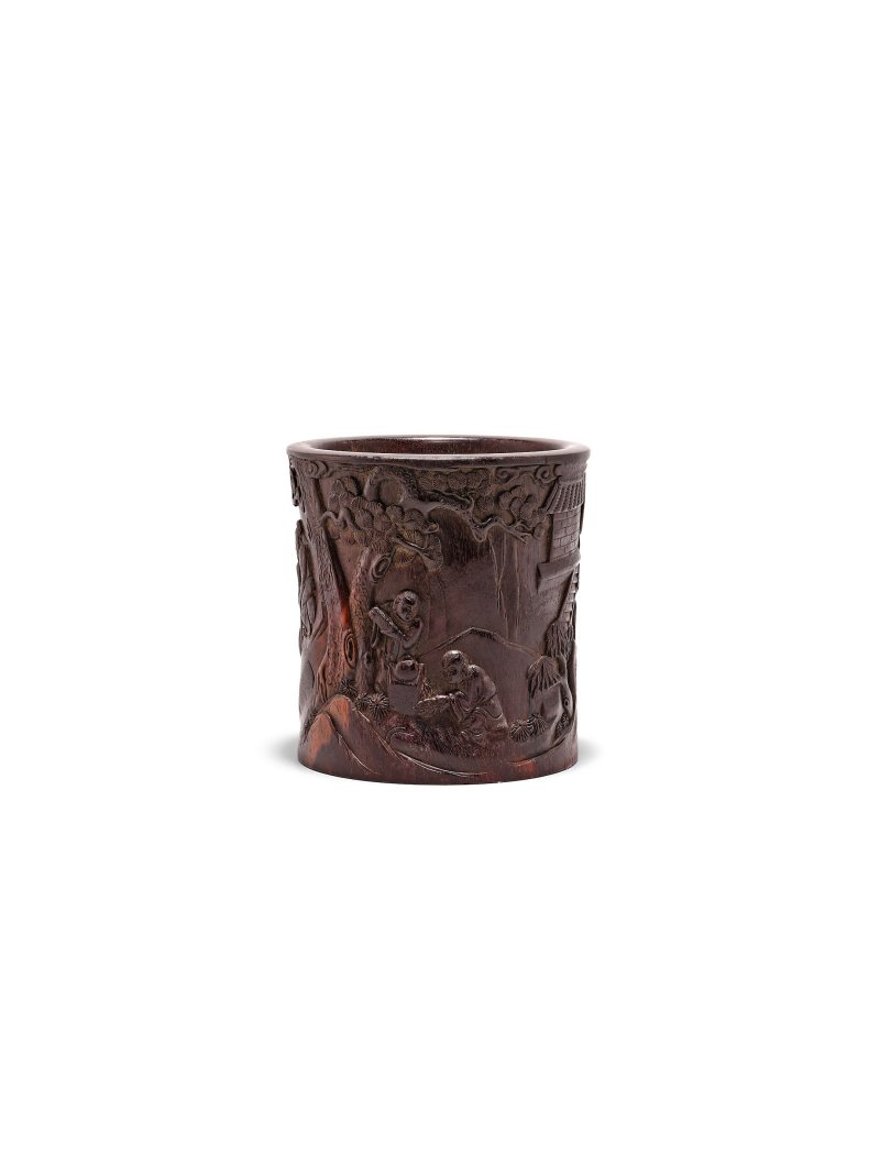 十九/二十世紀 | A GROUP OF THREE ZITAN AND BAMBOO BRUSH POTS - 图2