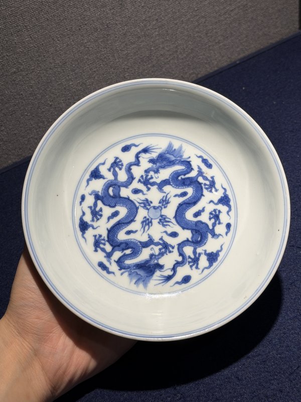 清雍正 青花云龙纹盘 - 图6