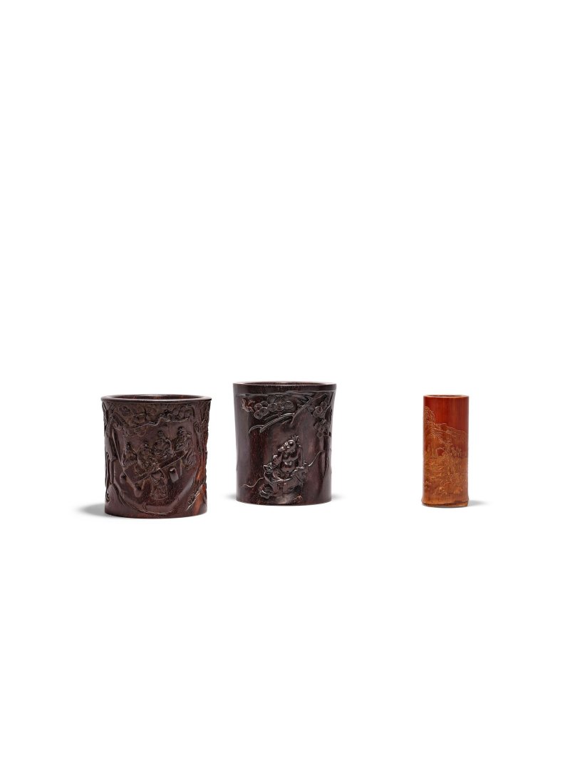 十九/二十世紀 | A GROUP OF THREE ZITAN AND BAMBOO BRUSH POTS - 图5