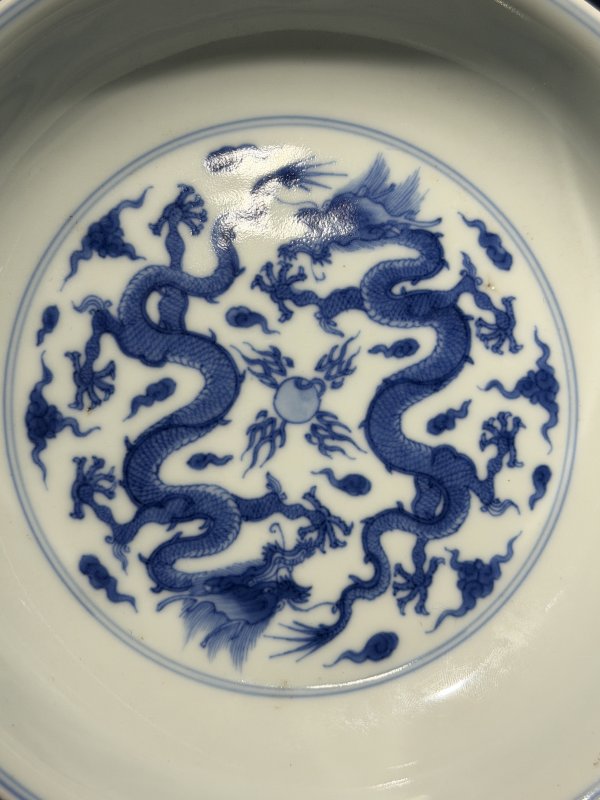 清雍正 青花云龙纹盘 - 图8