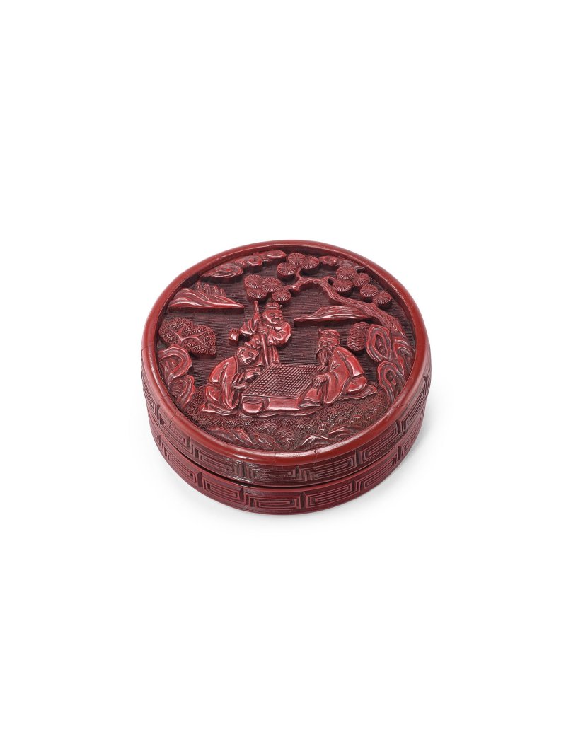 明中期至晚期　剔紅博弈圖小圓蓋盒 | A CARVED CINNABAR LACQUER BOX AND COVER - 图2