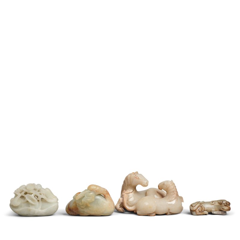 二十世紀 玉雕祥禽瑞獸四件 | FOUR JADE CARVINGS OF ANIMALS