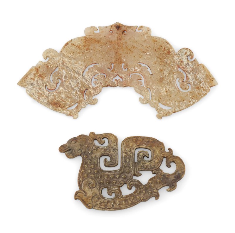 二十世紀 仿古玉牌兩件 | TWO ARCHAIC-STYLE JADE PLAQUES