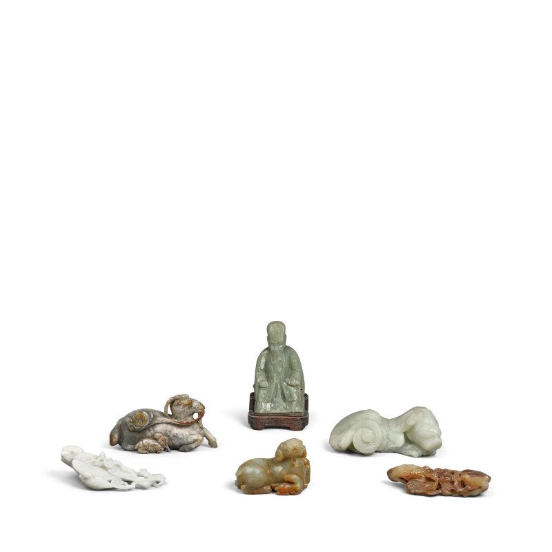 二十世紀 玉石雕擺飾六件 | SIX JADE AND HARDSTONE CARVINGS
