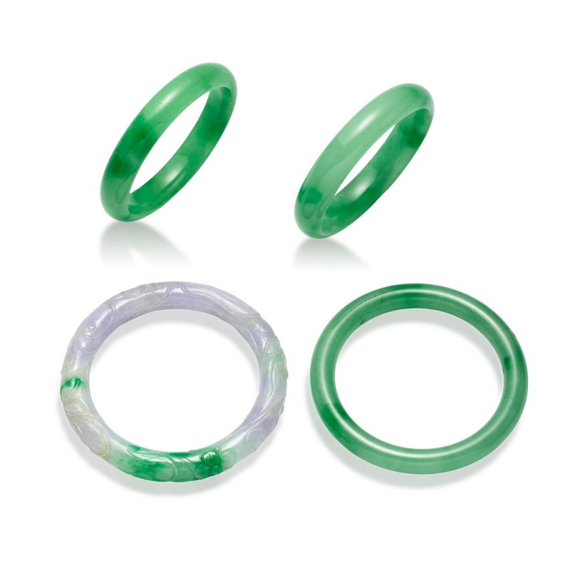 二十世紀 翠玉鐲四件 | FOUR JADEITE BANGLES