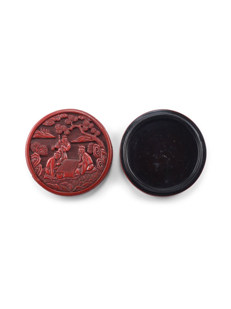 明中期至晚期　剔紅博弈圖小圓蓋盒 | A CARVED CINNABAR LACQUER BOX AND COVER - 图3