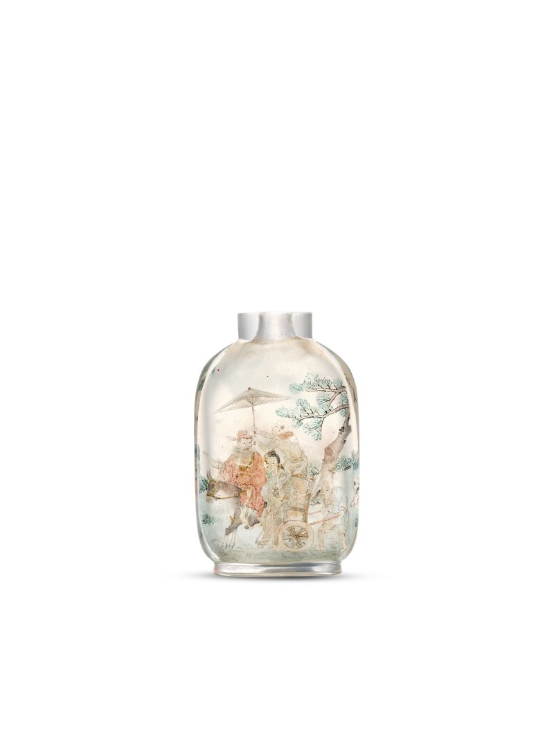 己亥年（1899）　葉仲三作玻璃內畫鍾馗嫁妹鼻煙壺 | AN INSIDE-PAINTED GLASS 'ZHONGKUI MARRYING OFF SISTER' SNUFF BOTTLE - 图4