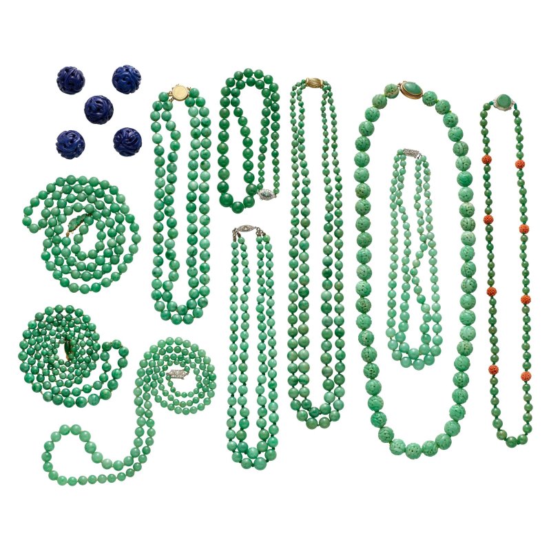 二十世紀 各式玉石串珠項鏈一組 | A GROUP OF JADE AND NEPHRITE BEADED NECKLACES
