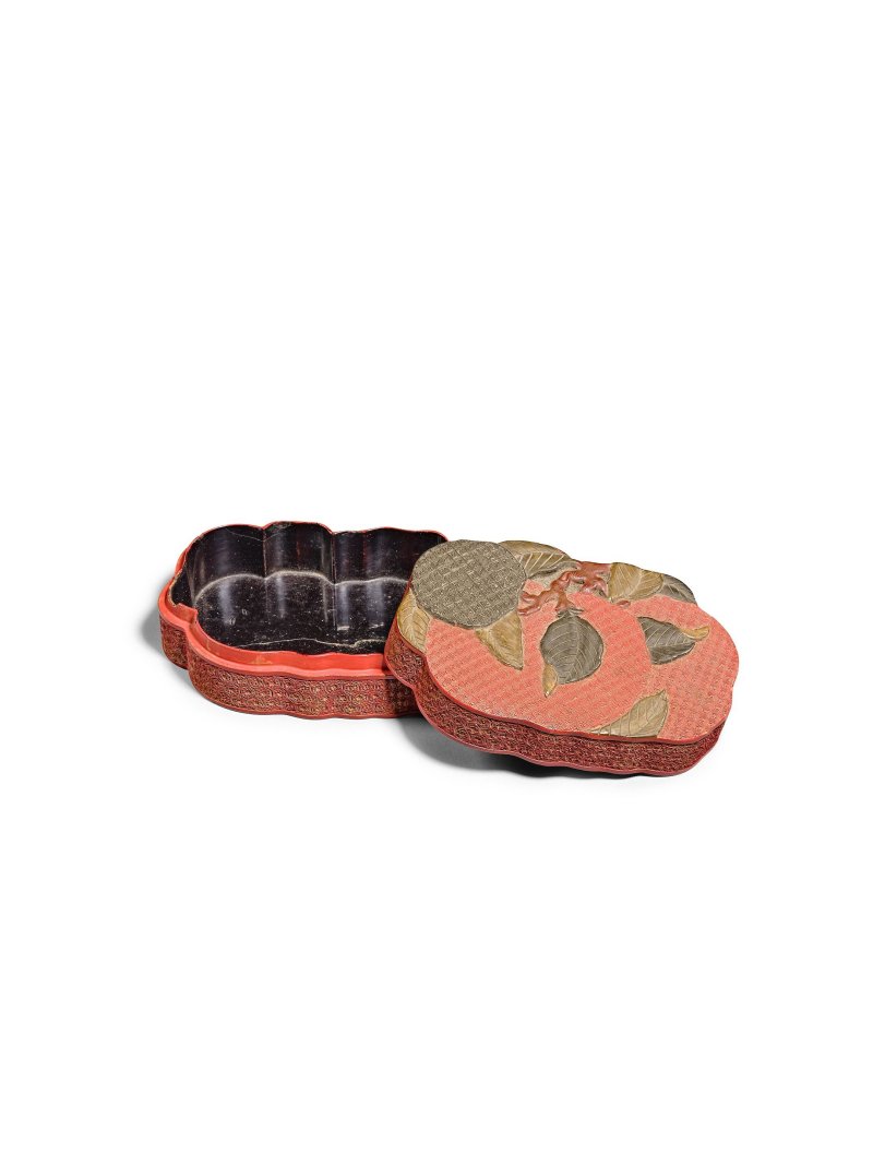 清十八至十九世紀 剔彩雙荔枝式蓋盒 | A CARVED POLYCHROME LACQUER 'LYCHEE' BOX AND COVER - 图3