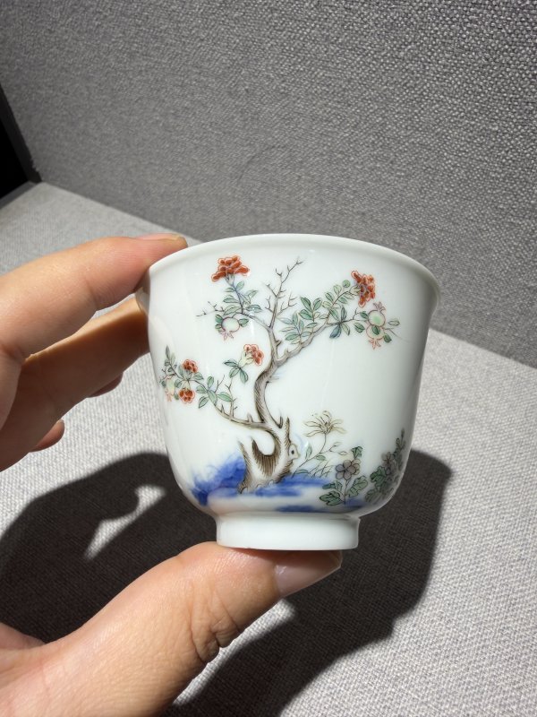 清康熙 青花五彩五月石榴纹花神杯 - 图5
