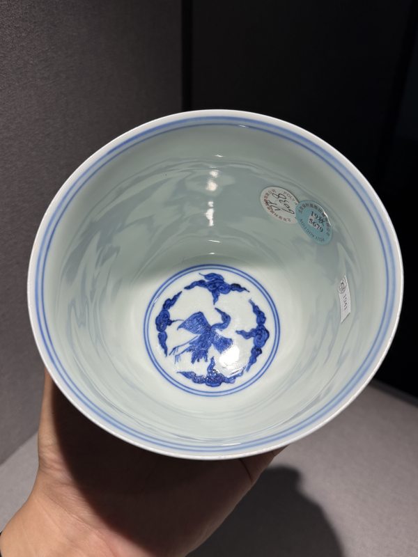 明嘉靖 青花福寿康宁图仰钟杯 - 图12