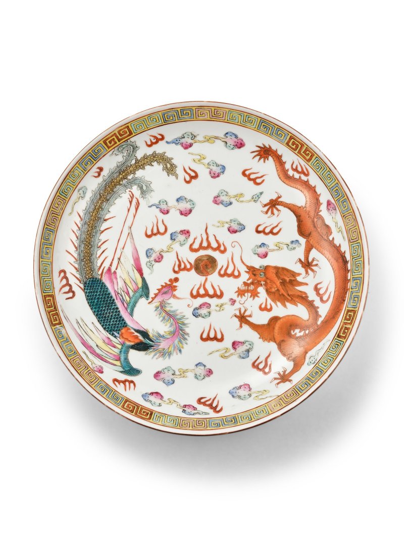 清光緒　粉彩龍鳳呈祥圖盤 | A FAMILLE-ROSE 'DRAGON AND PHOENIX' DISH - 图3