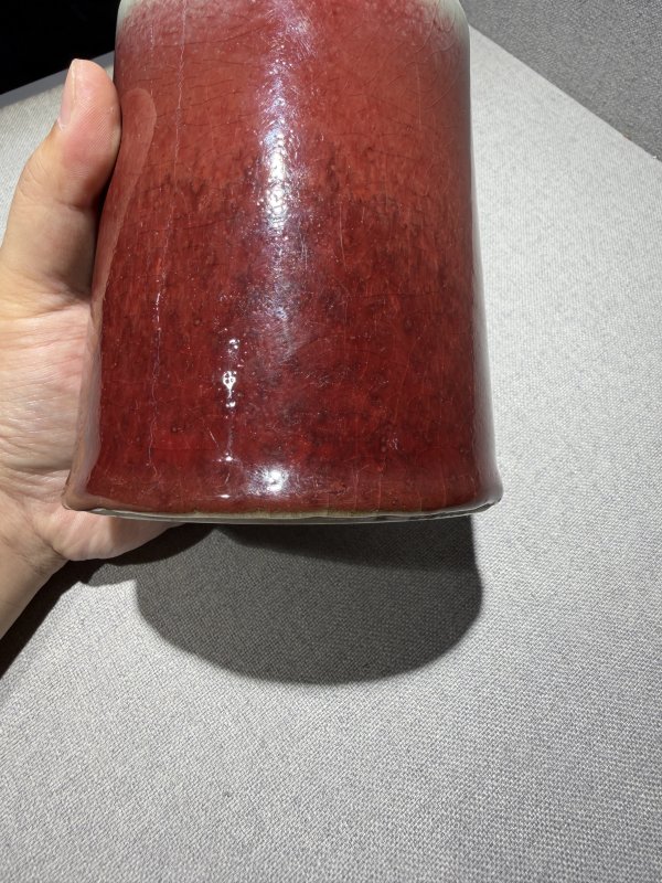 清康熙 郎窑红釉笔筒 - 图6