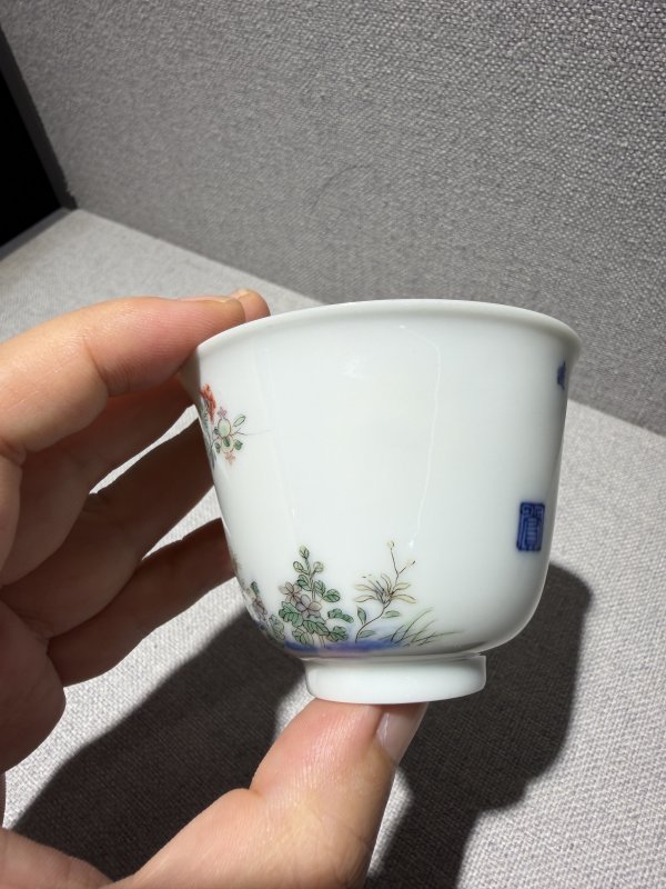 清康熙 青花五彩五月石榴纹花神杯 - 图7
