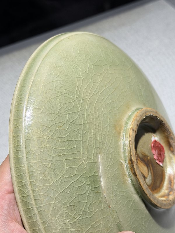 明 橄榄绿釉划花盘 - 图9