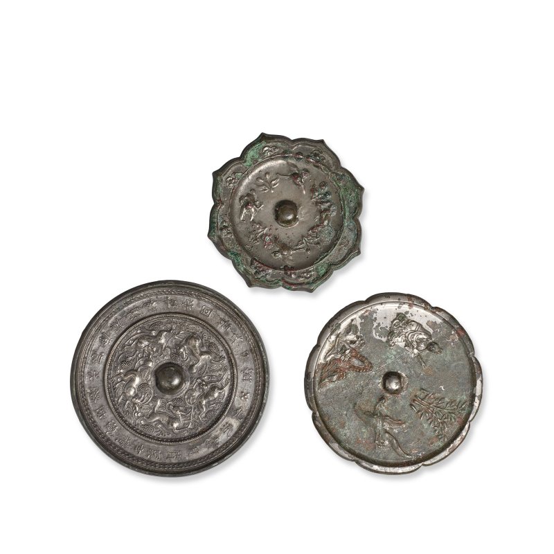二十世紀仿唐 菱口花鳥紋鏡 | THREE BRONZE MIRRORS