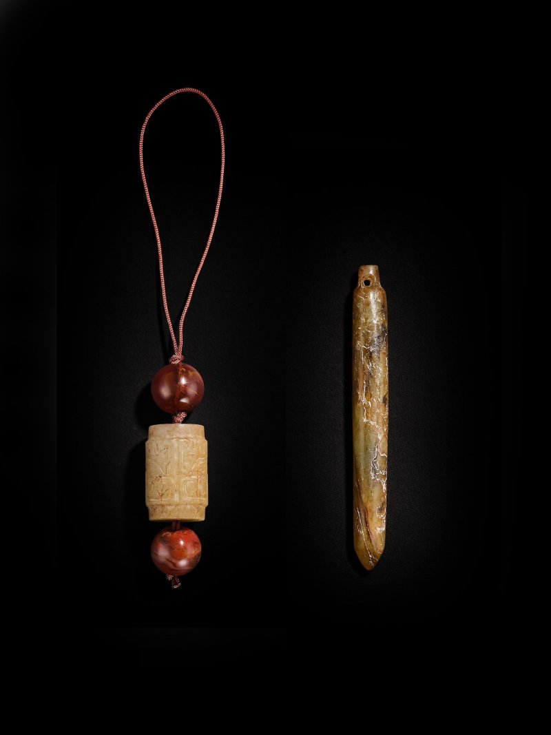 新石器時代　良渚文化　玉錐形器 | TWO JADE ORNAMENTS - 图2