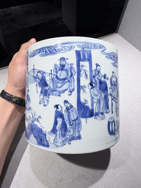 清康熙 青花十八学士图笔筒 - 图8