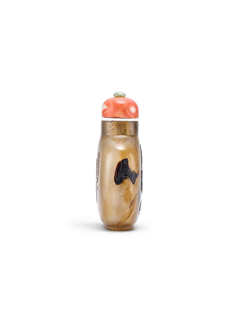 清　影子瑪瑙輩輩封侯圖鼻煙壺 | A SHADOW AGATE 'MONKEY' SNUFF BOTTLE - 图6