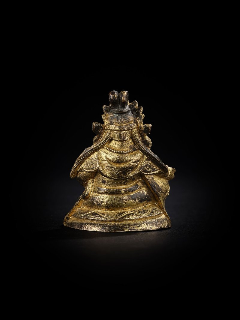 清　銅鎏金黃財神 | A MINIATURE GILT-BRONZE FIGURE OF JAMBHALA - 图4