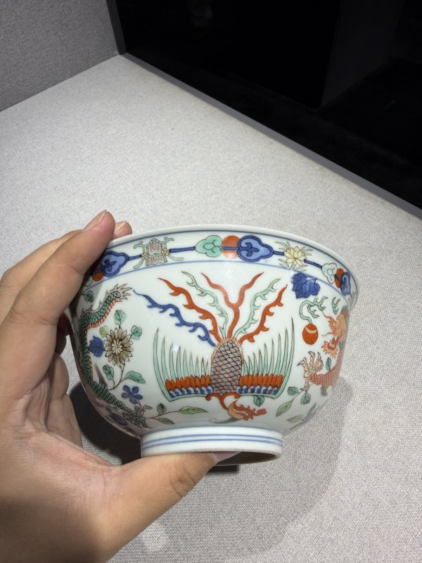 清道光 五彩龙凤纹碗 - 图9