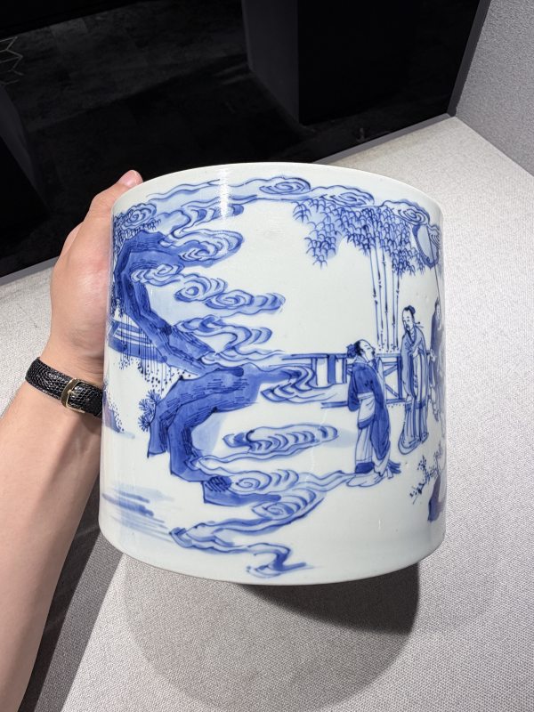 清康熙 青花十八学士图笔筒 - 图10