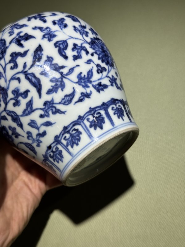 清雍正 御制仿宣窑青花缠枝花卉纹茶叶罐 - 图14