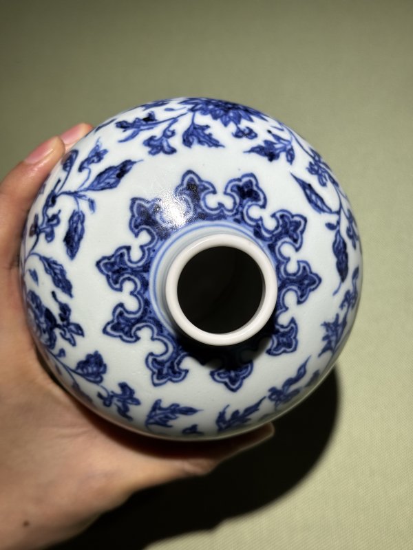 清雍正 御制仿宣窑青花缠枝花卉纹茶叶罐 - 图15