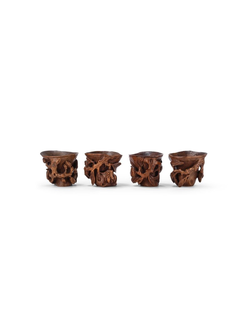 清　竹雕花果紋杯一組四件 | A SET OF FOUR CARVED BAMBOO CUPS - 图4