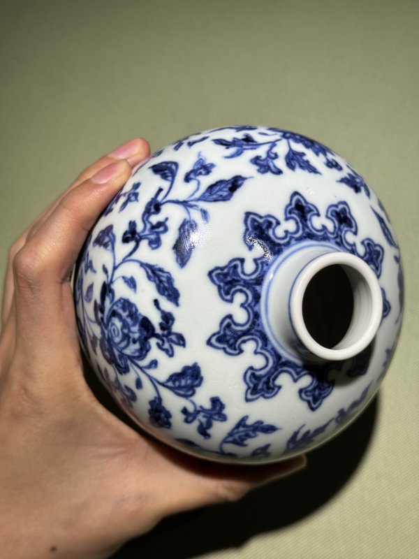 清雍正 御制仿宣窑青花缠枝花卉纹茶叶罐 - 图16