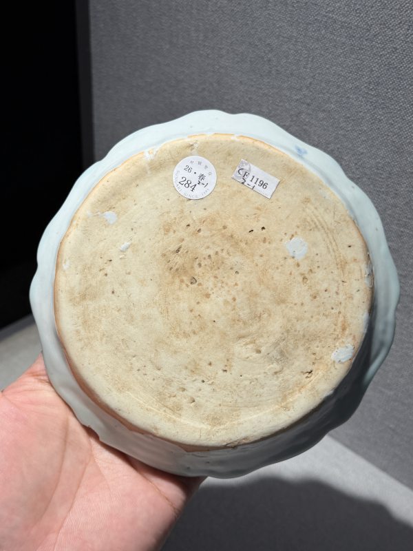 元 青花荷塘鸳鸯纹菱口盘及花口杯一套 - 图18