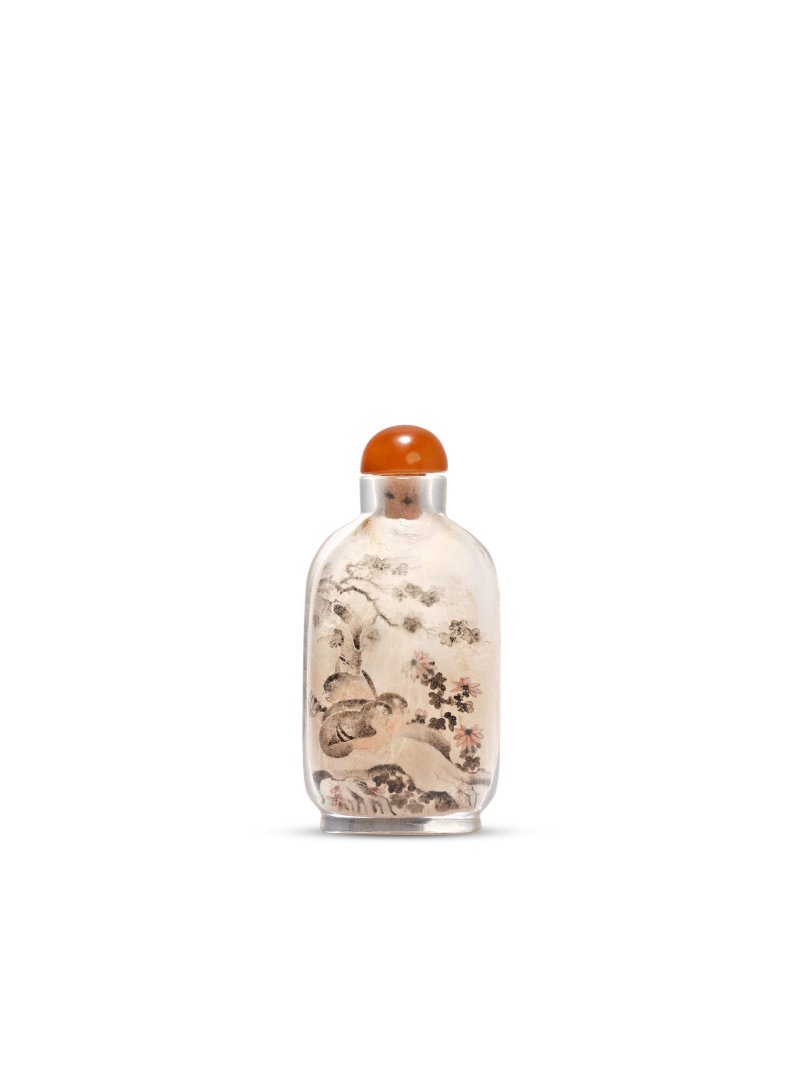 乙未年（1895）　閻玉田作玻璃內畫安居清供圖鼻煙壺 | AN INSIDE-PAINTED GLASS 'QUAIL' SNUFF BOTTLE - 图3