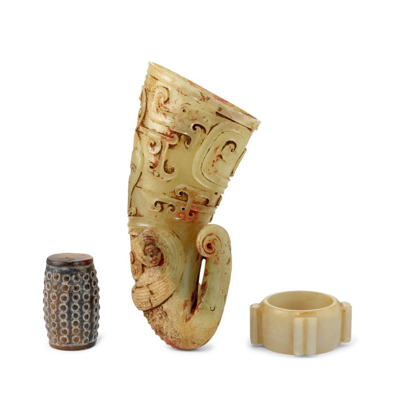 二十世紀 仿古玉雕三件 | THREE ARCHAIC-STYLE JADE CARVINGS