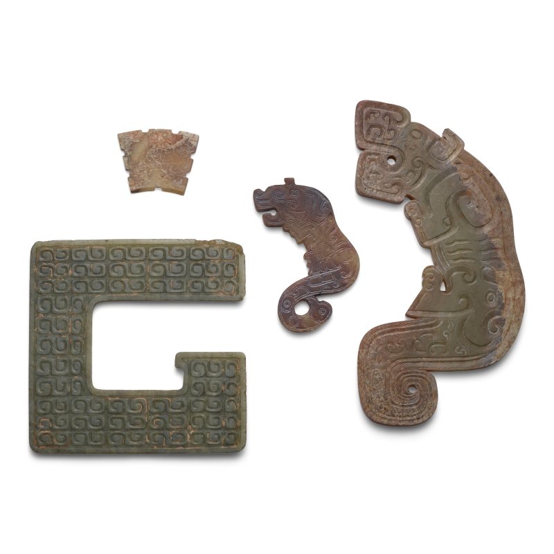 二十世紀 仿古玉牌玉飾四件 | FOUR ARCHAIC-STYLE JADE ORNAMENTS