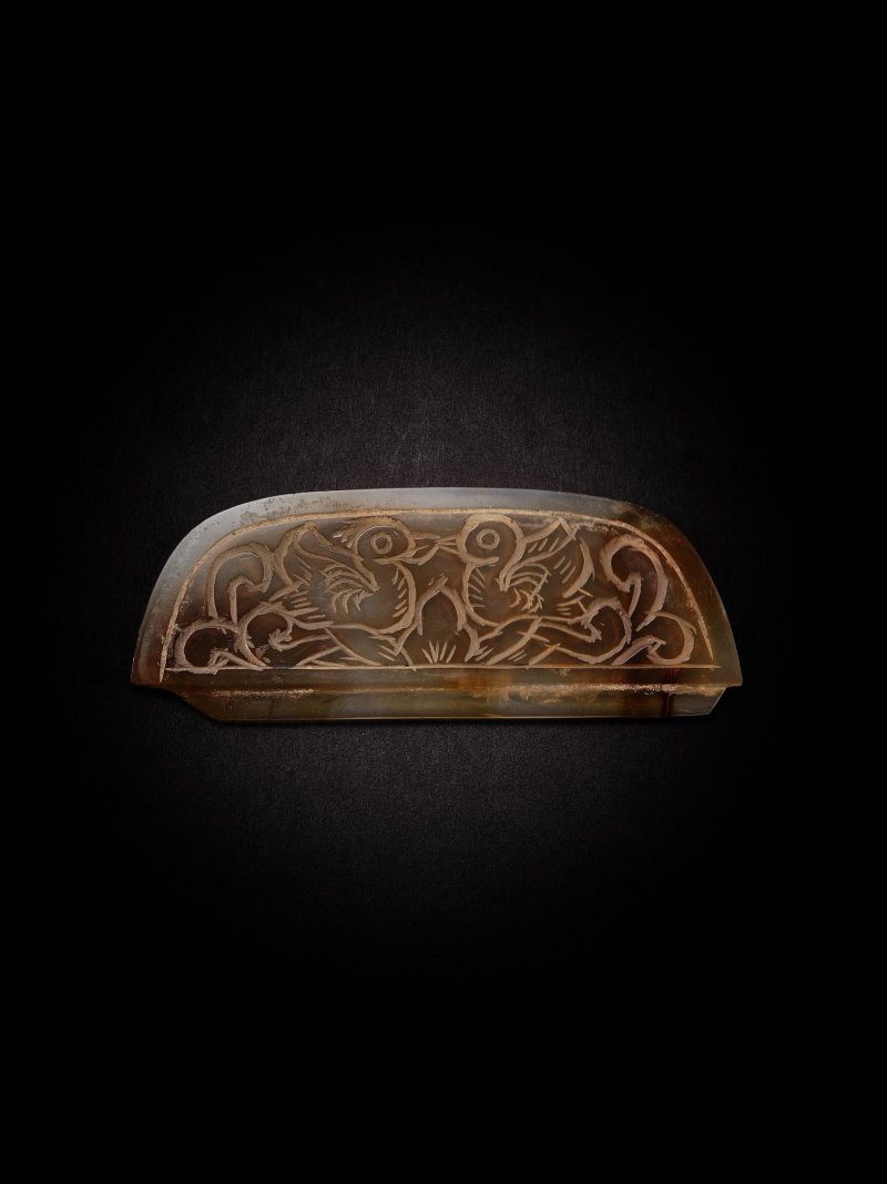 或唐　瑪瑙駌鴦梳背 | AN AGATE DOUBLE MANDARIN HAIR ORNAMENT