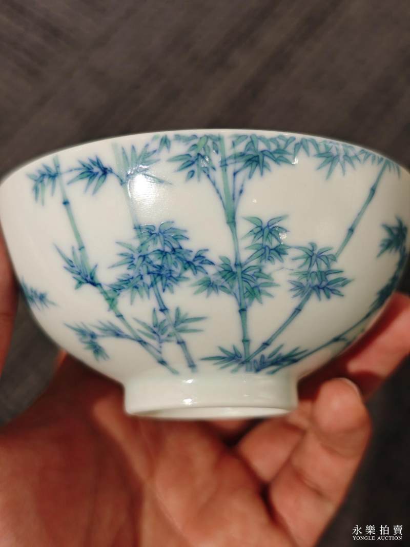 清雍正 斗彩竹叶纹茶圆 - 图12