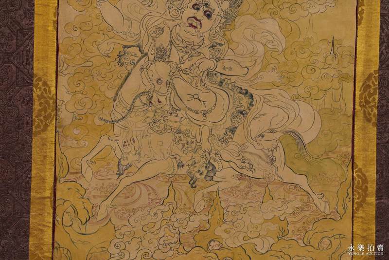 19世纪 （蒙古）白描吉祥天母唐卡 - 图5