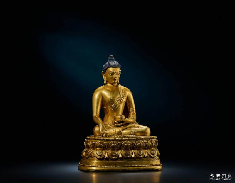 18世纪 （蒙古扎纳巴扎尔风格）铜鎏金释迦牟尼 - 图4