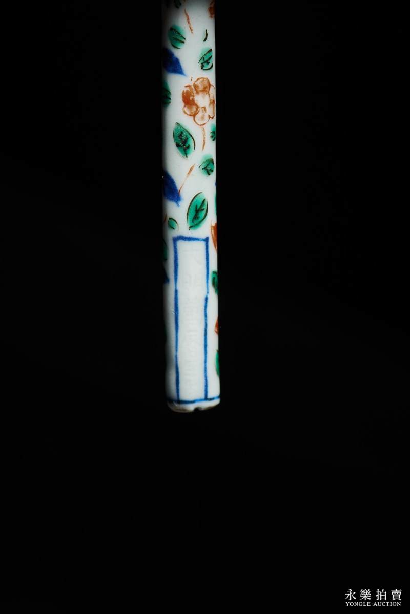 明万历 青花五彩龙凤纹笔管连帽（一对） - 图8