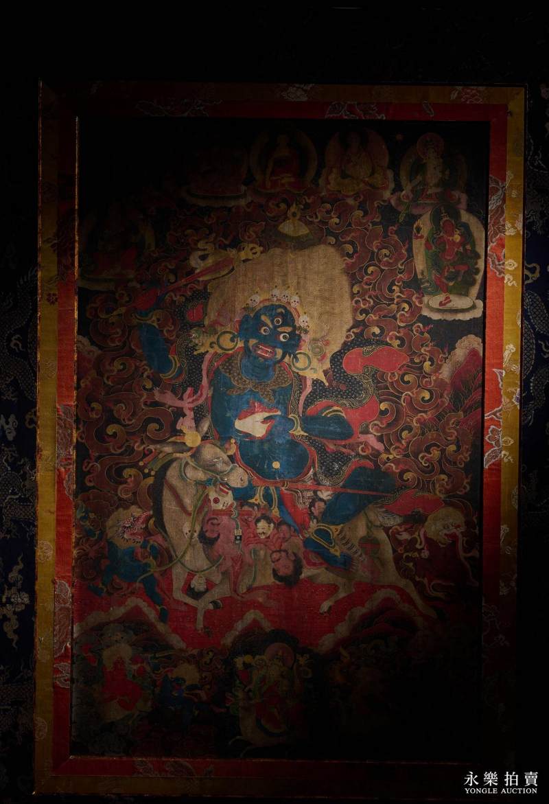 清乾隆 （雍和宫风格）矿物彩绘吉祥天母唐卡 - 图6
