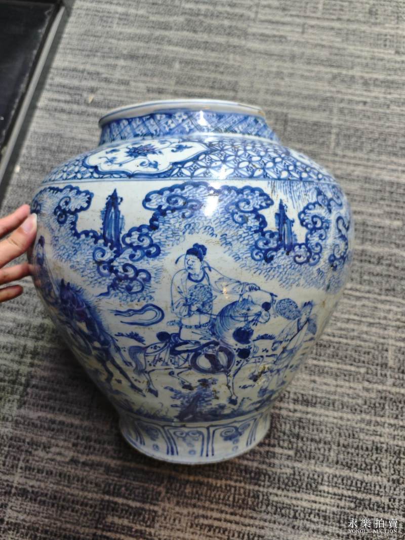 明空白期 青花文人访友图大罐 - 图6