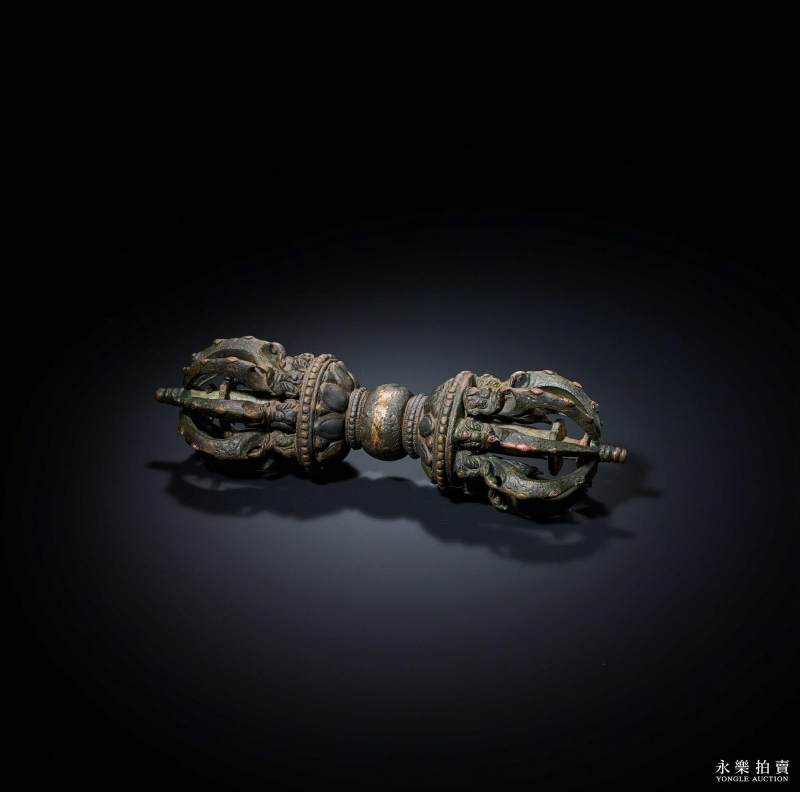 10-11世纪 （印度帕拉）铜九股金刚杵 - 图3