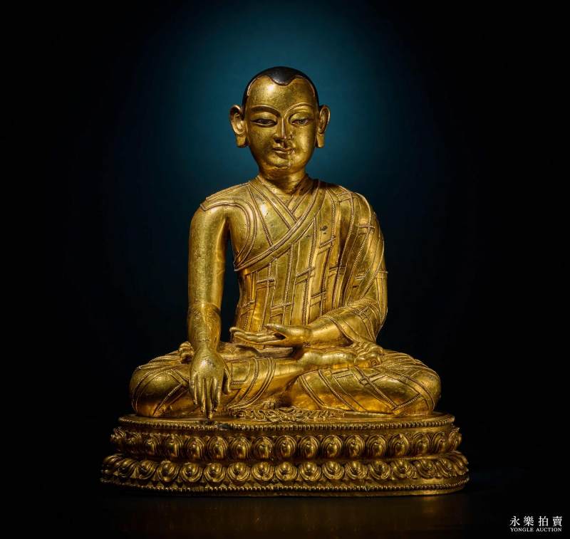 14世纪（丹萨替） 铜鎏金止贡巴·仁钦贝像 - 图2