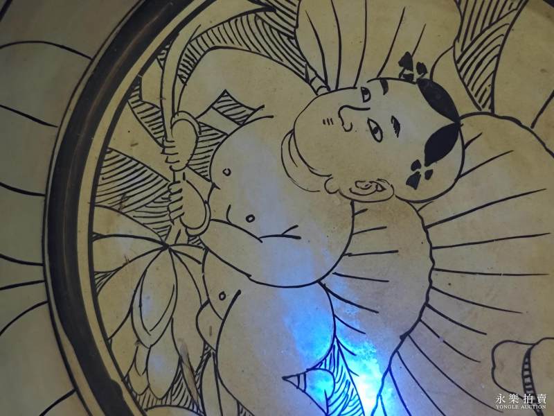 元 白地黑花娃娃纹折沿盆 - 图8