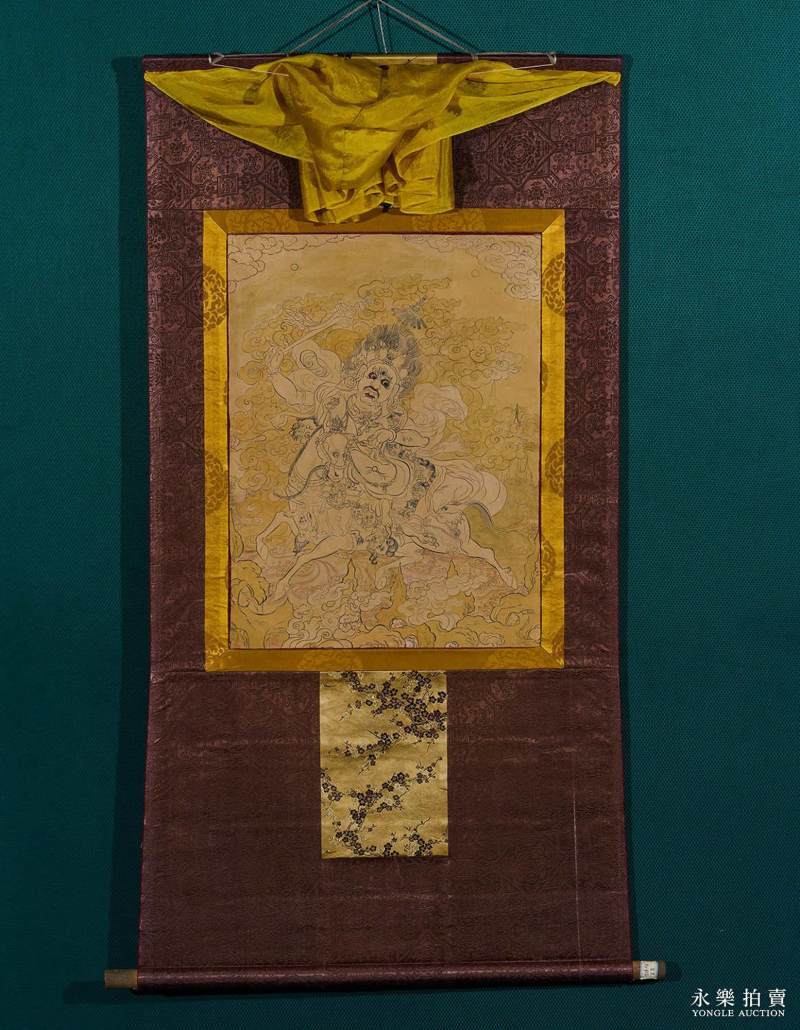 19世纪 （蒙古）白描吉祥天母唐卡 - 图2