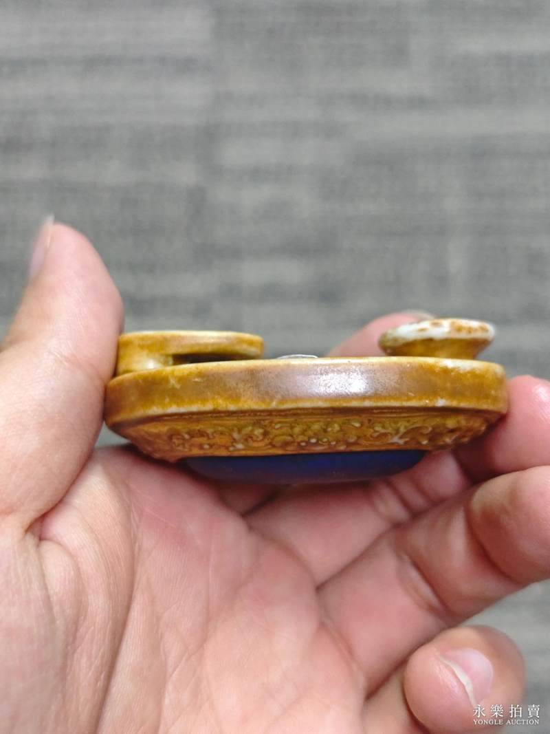 清乾隆 金彩嵌仿青金石釉带扣 - 图9