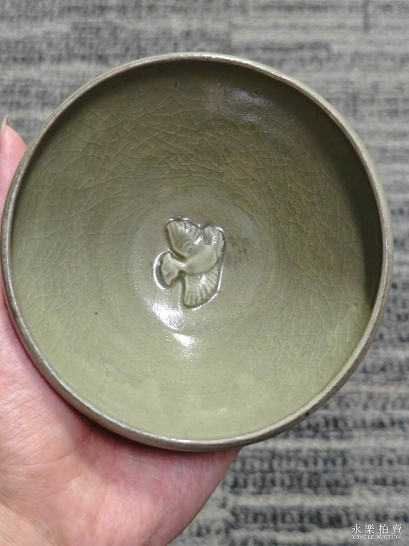 明 青釉堆塑盏托（一套） - 图4