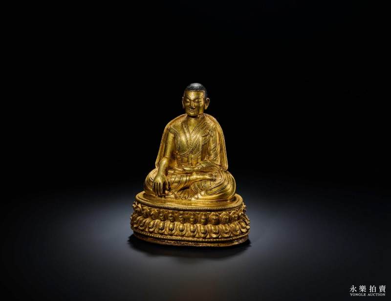 15世纪 （西藏）铜鎏金上师像 - 图4