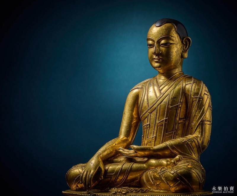 14世纪（丹萨替） 铜鎏金止贡巴·仁钦贝像 - 图8
